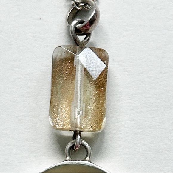 Vintage Signed Sandy Baker Sunstone Abalone Sterling Silver Necklace - Picture 6 of 12